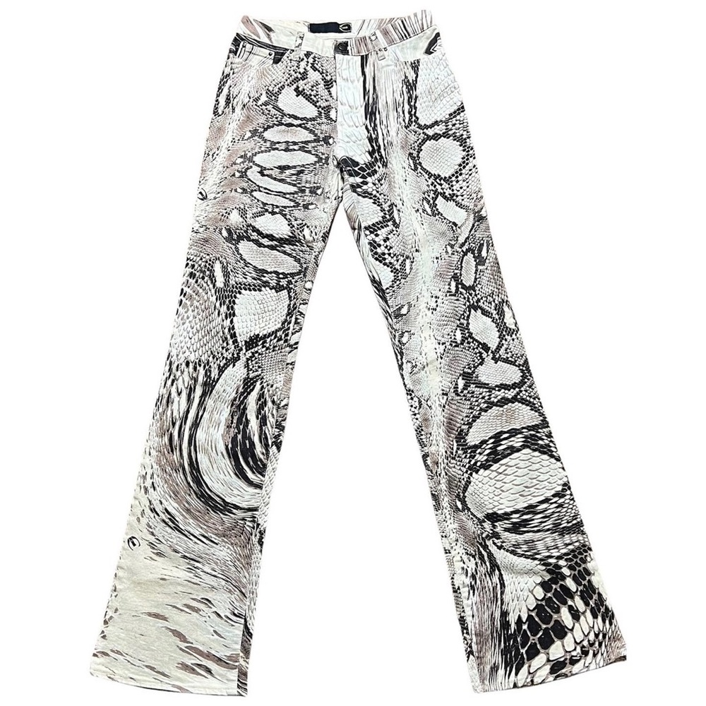 Just Cavalli Trippy Swirly Warped Snakeskin Print Jeans/Pants